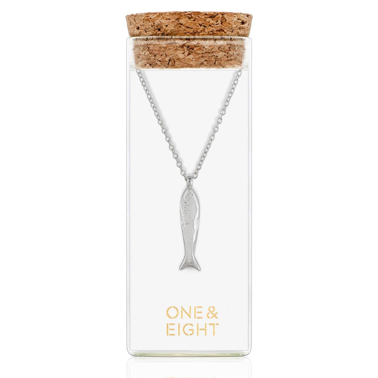 One & Eight Minnow Necklace - Silver