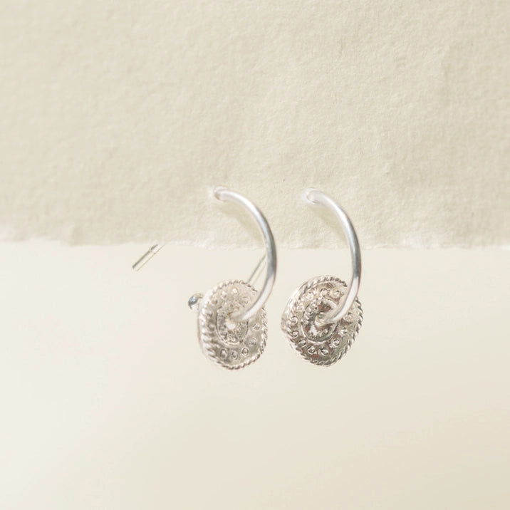 Silver Hoop Earrings - Coin