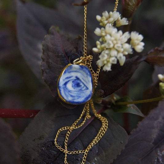 Eloise Rose Porcelain Pendant with Gold Lustre - Eye
