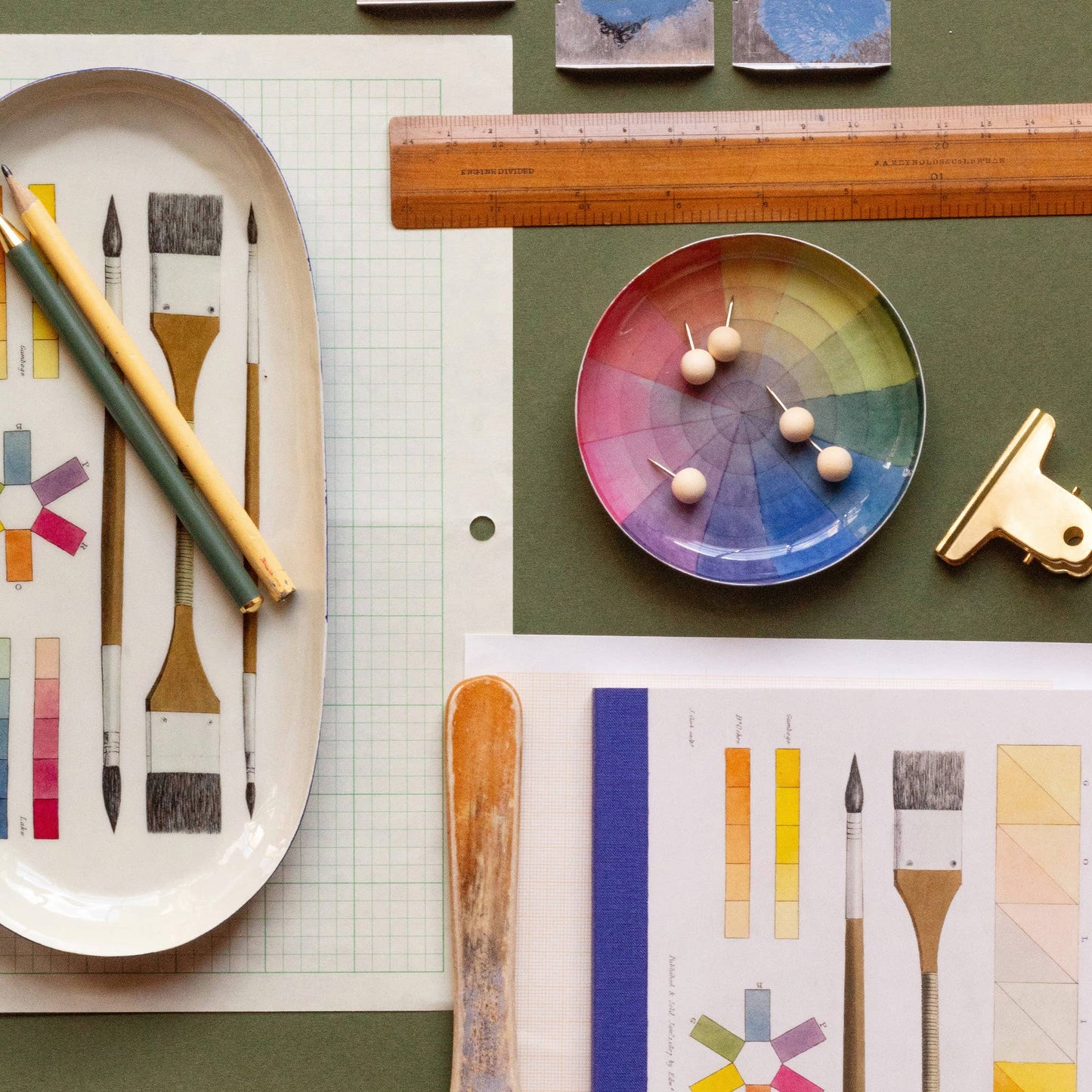Round Enamel Tray - Vintage Colour Wheel