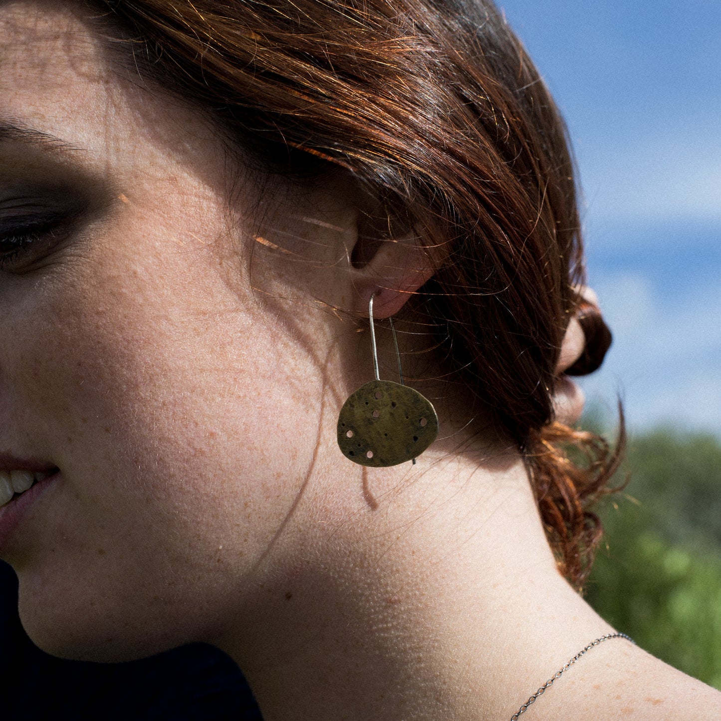 Eroded Brass Pebble Drop Earrings
