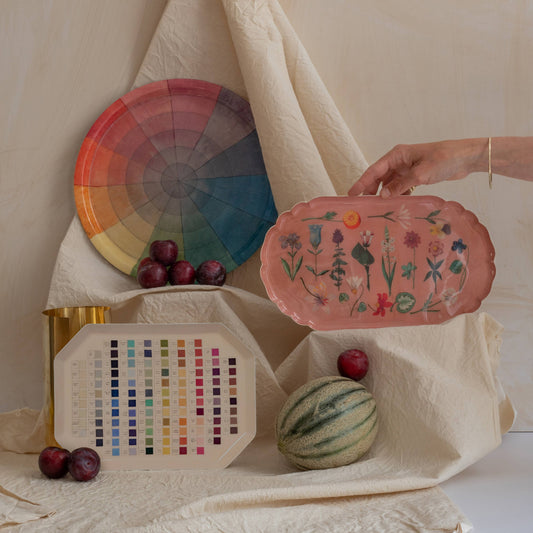 Large Round Enamel Tray - Vintage Colour Wheel
