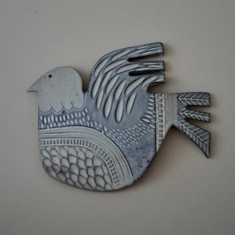 Hand Carved Ceramic Hanging Bird - Large