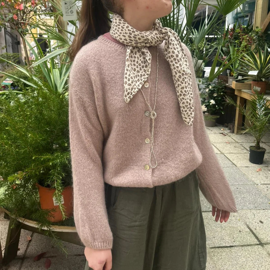 Mohair Blend Button Down Cardigan - Mink