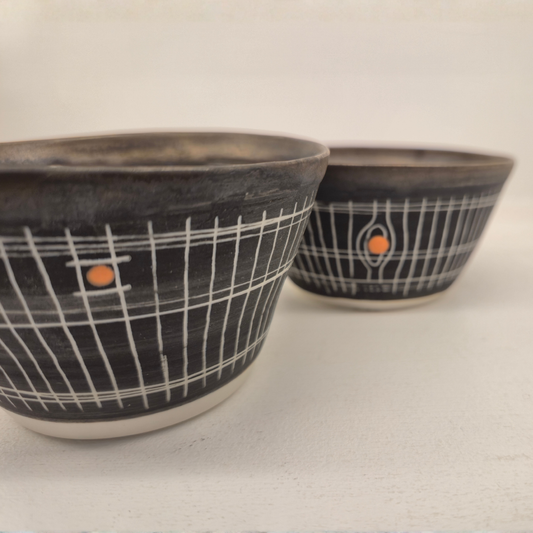 Sarah Cooling Porcelain Sgraffito Splayed Tea Bowl - Orange Pop