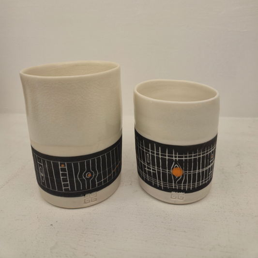 Sarah Cooling Sgraffito Large Beaker - Orange Pop