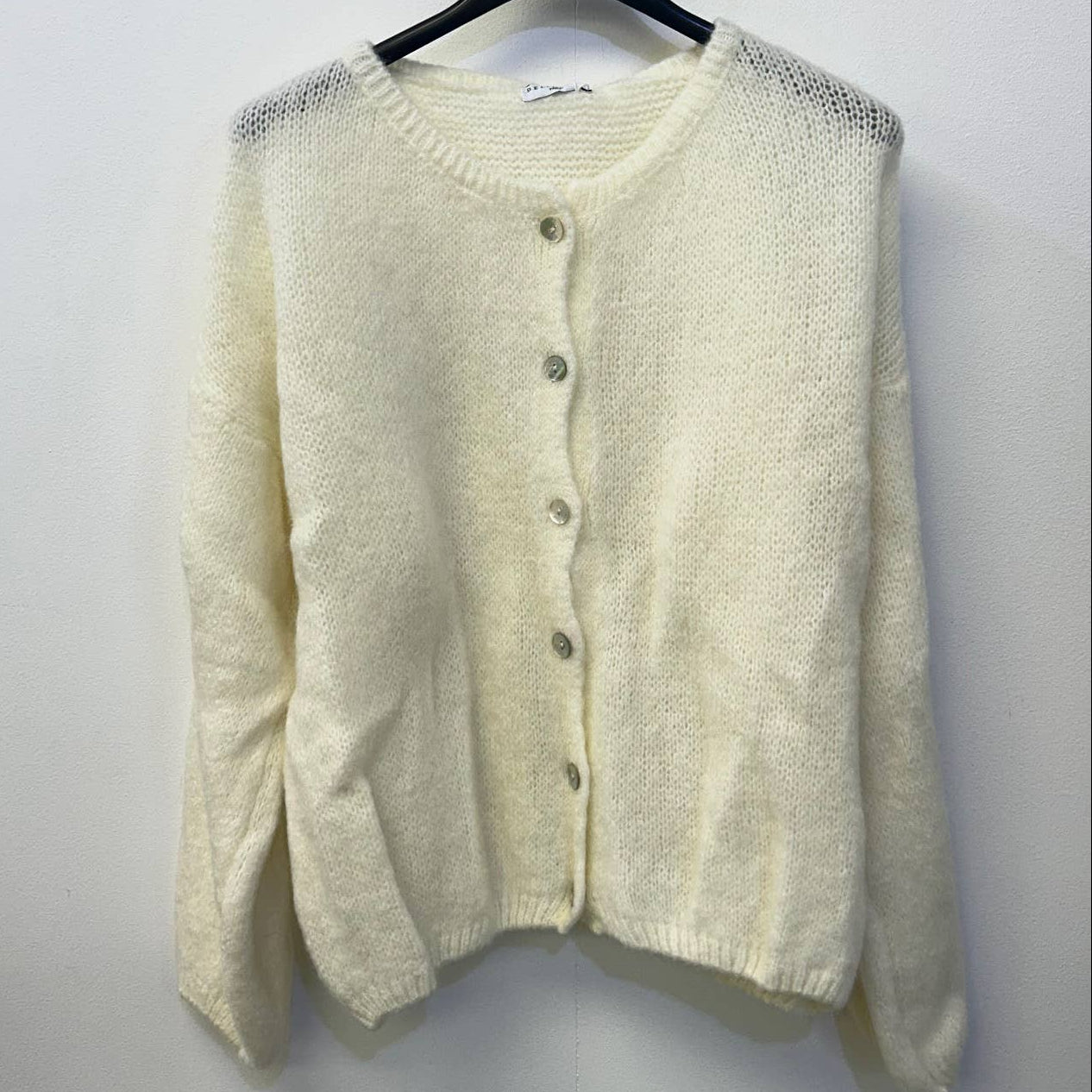 Button Through Mohair Cardigan - Cream