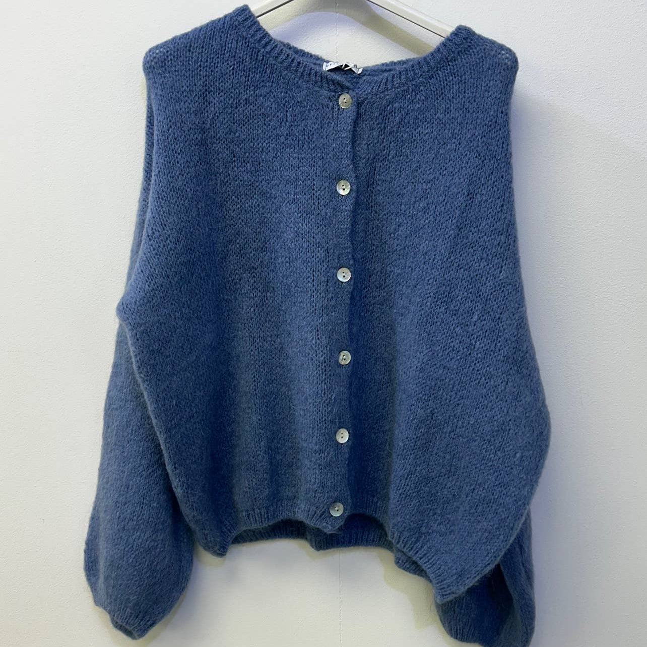 Button Through Mohair Cardigan - Denim