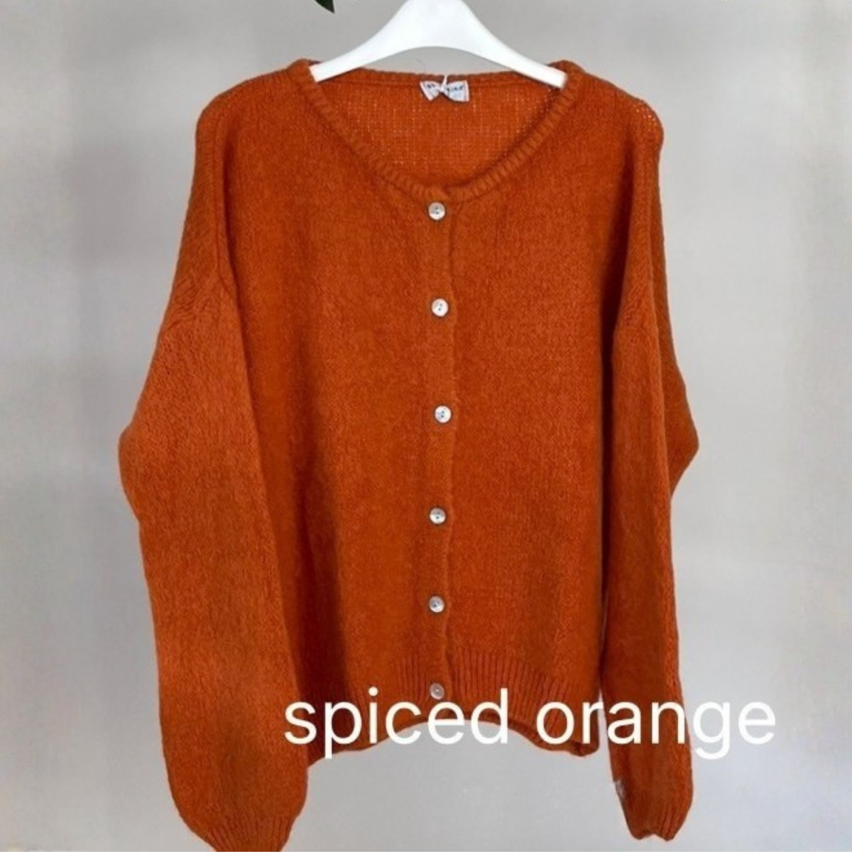 Alpaca Knit Button Through Cardigan - Spiced Orange