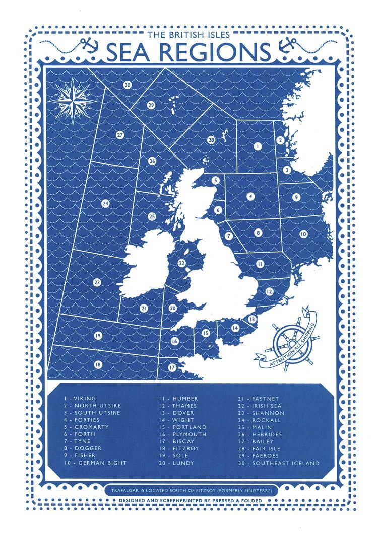 Pressed and Folded Screen Print - Sea Regions