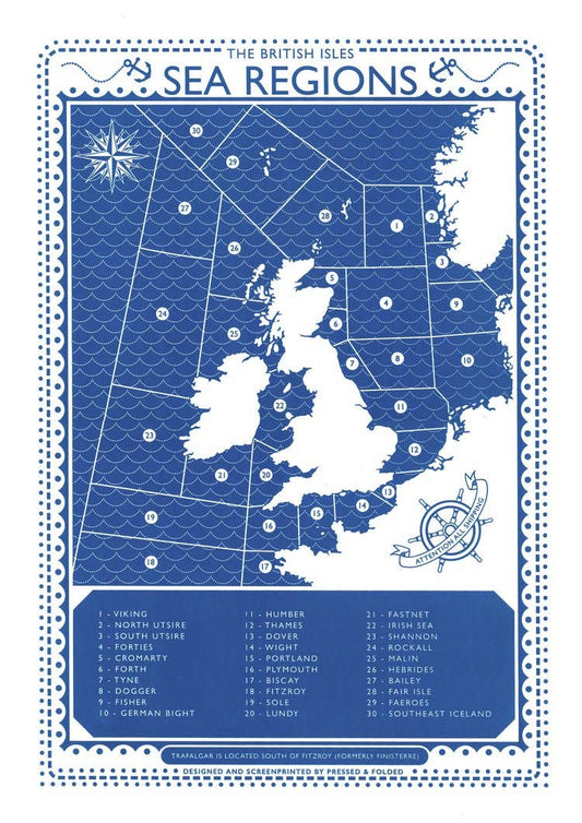Pressed and Folded Screen Print - Sea Regions