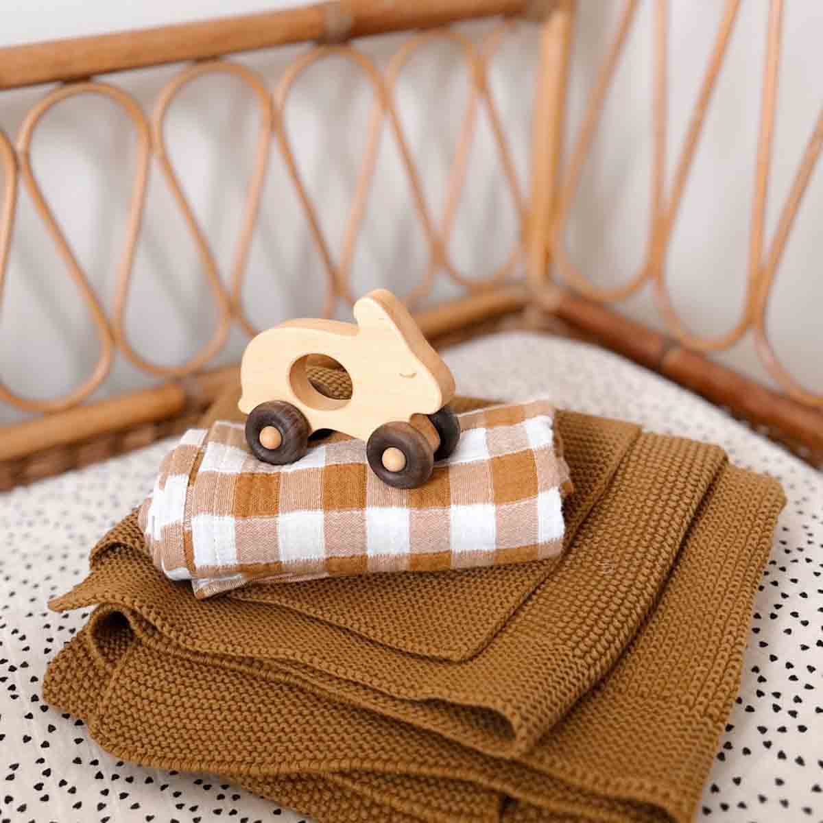 Square Scarf - Caramel Gingham Check