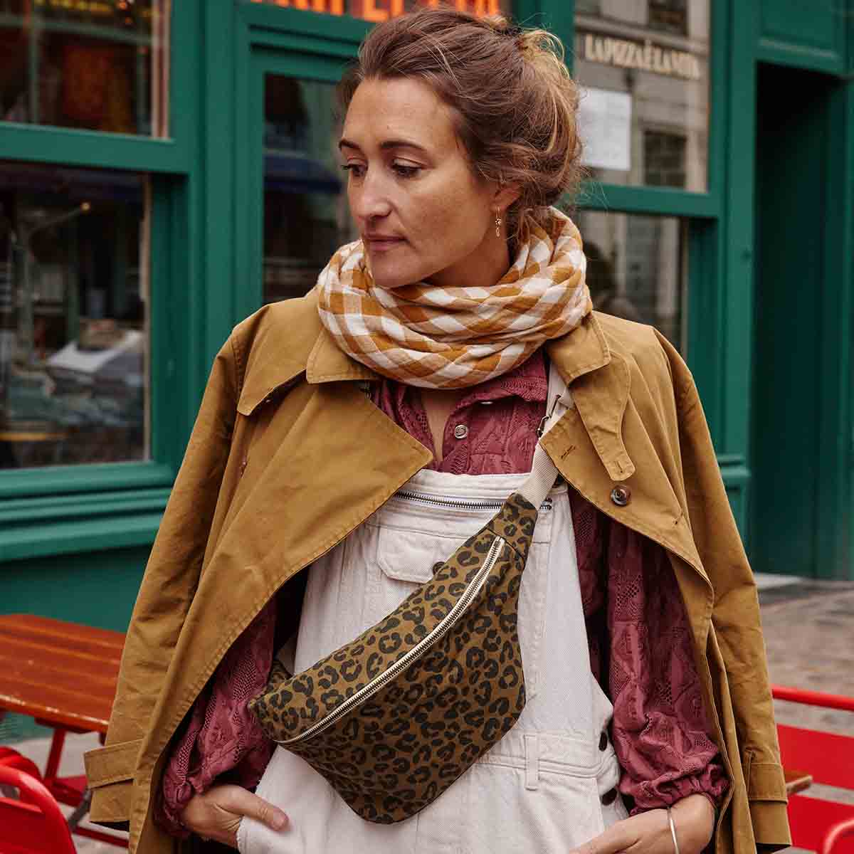Square Scarf - Caramel Gingham Check