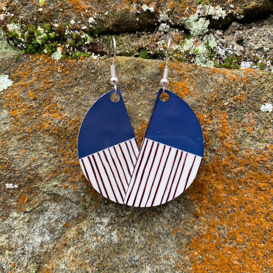Jenni Douglas Peony Arc Drop Earrings - Navy