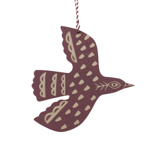 Kate Millbank Mini Hanging Blackbird - Deep Rose