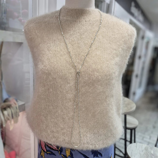 Fluffy Mohair Blend Vest - Wheat