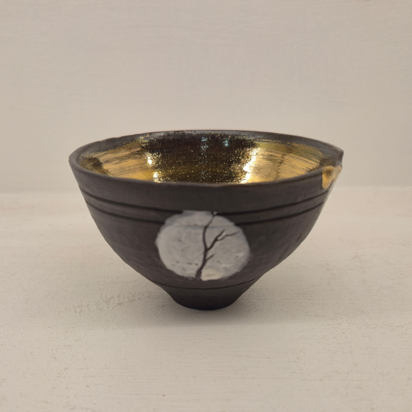 Sarah Cooling Moon Through Trees Bowl - Gold Lustre