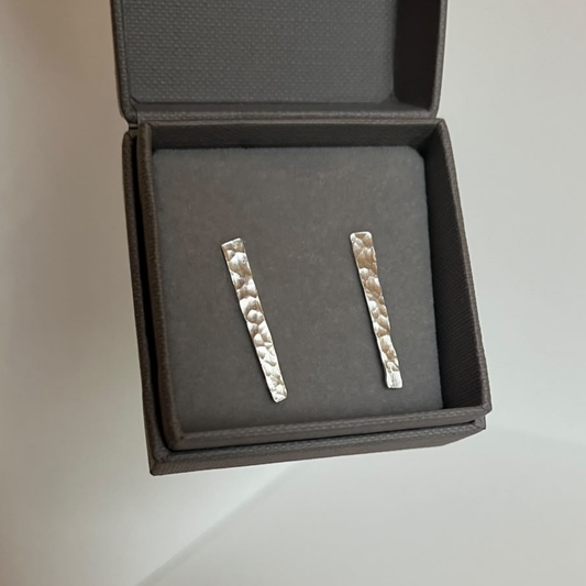 Sarah Drew Hammered Silver Shard Stud Earrings - Medium