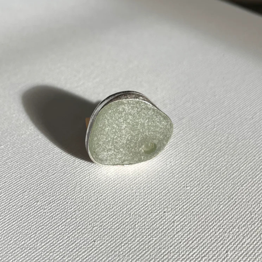 Sarah Drew Eco Silver Ring - Seafoam Green Seaglass XL