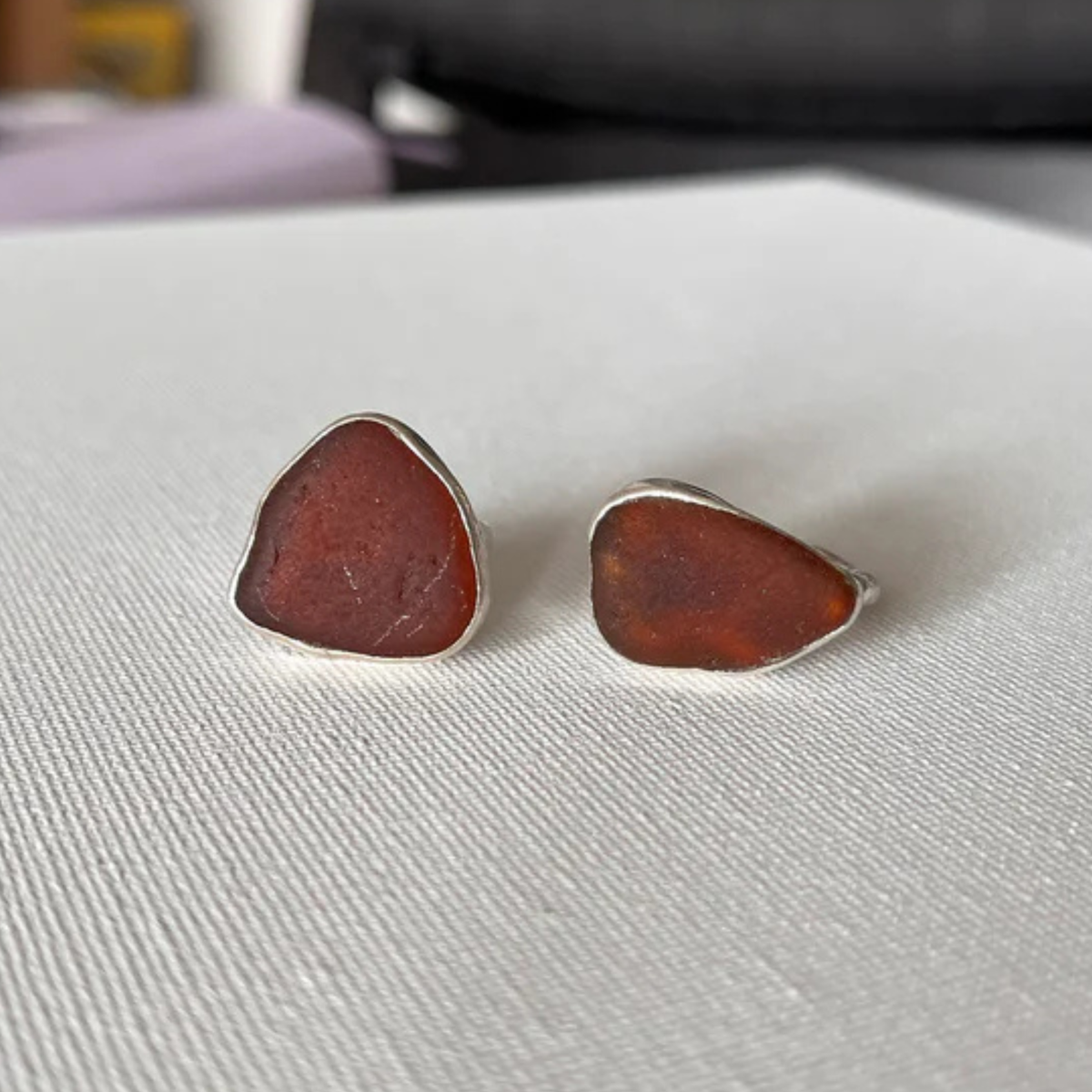 Sarah Drew Sea Glass Eco Silver Ring - Russet