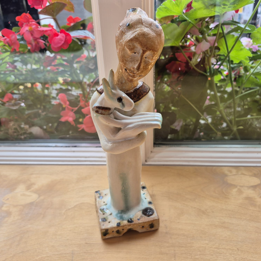 Shelagh Spear Standing Figure Holding Hare SS241