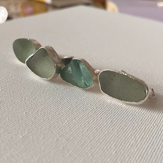 Sarah Drew Eco Silver Ring - Seafoam Green Seaglass