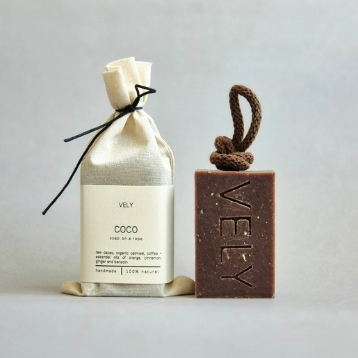 Natural Handmade Soap On A Rope - Coco