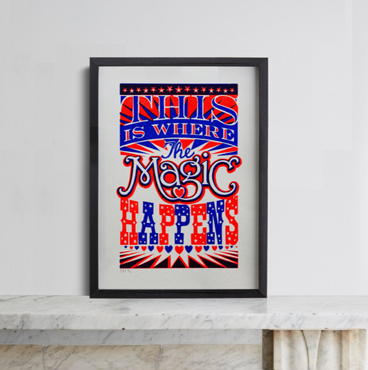 Pressed and Folded Linocut Print - Magic