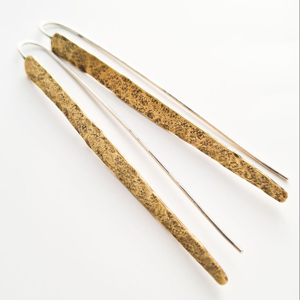 Hammered Brass Shard Earrings