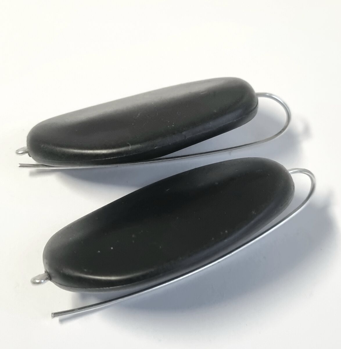 Smooth Black Resin Pebble Earrings