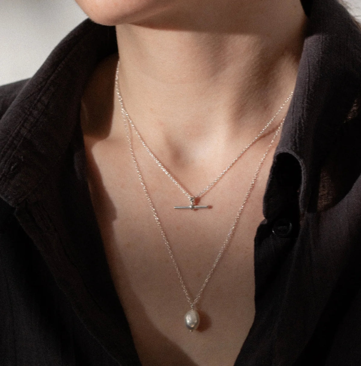 One & Eight Pearl Necklace - Silver
