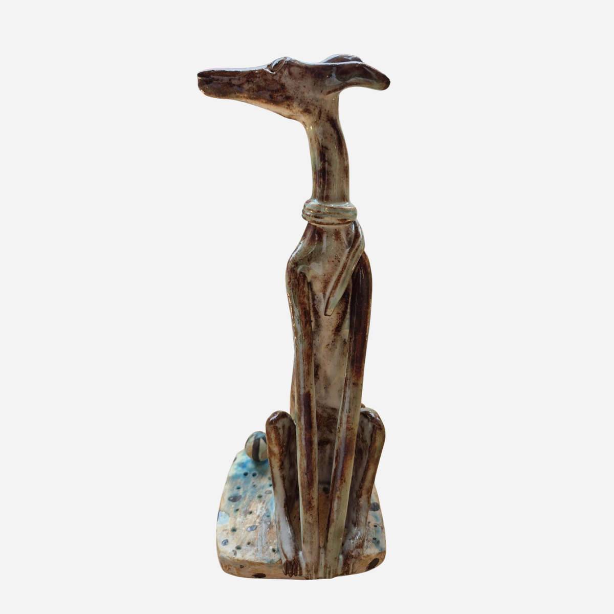 Shelagh Spear Sitting Brown Dog and Ball SS247