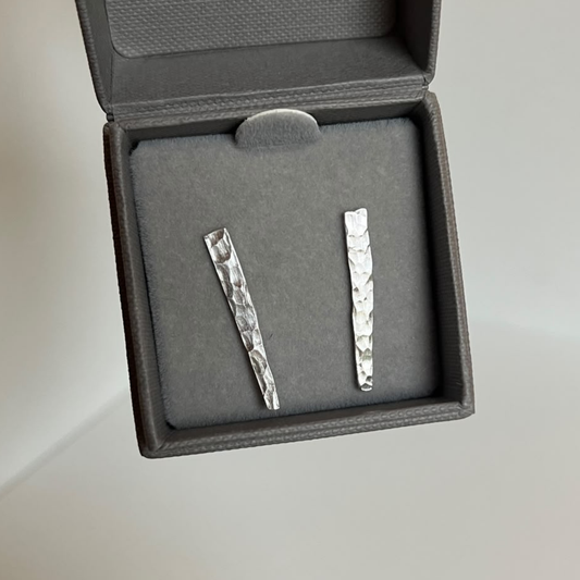 Sarah Drew Hammered Silver Shard Stud Earrings - Medium