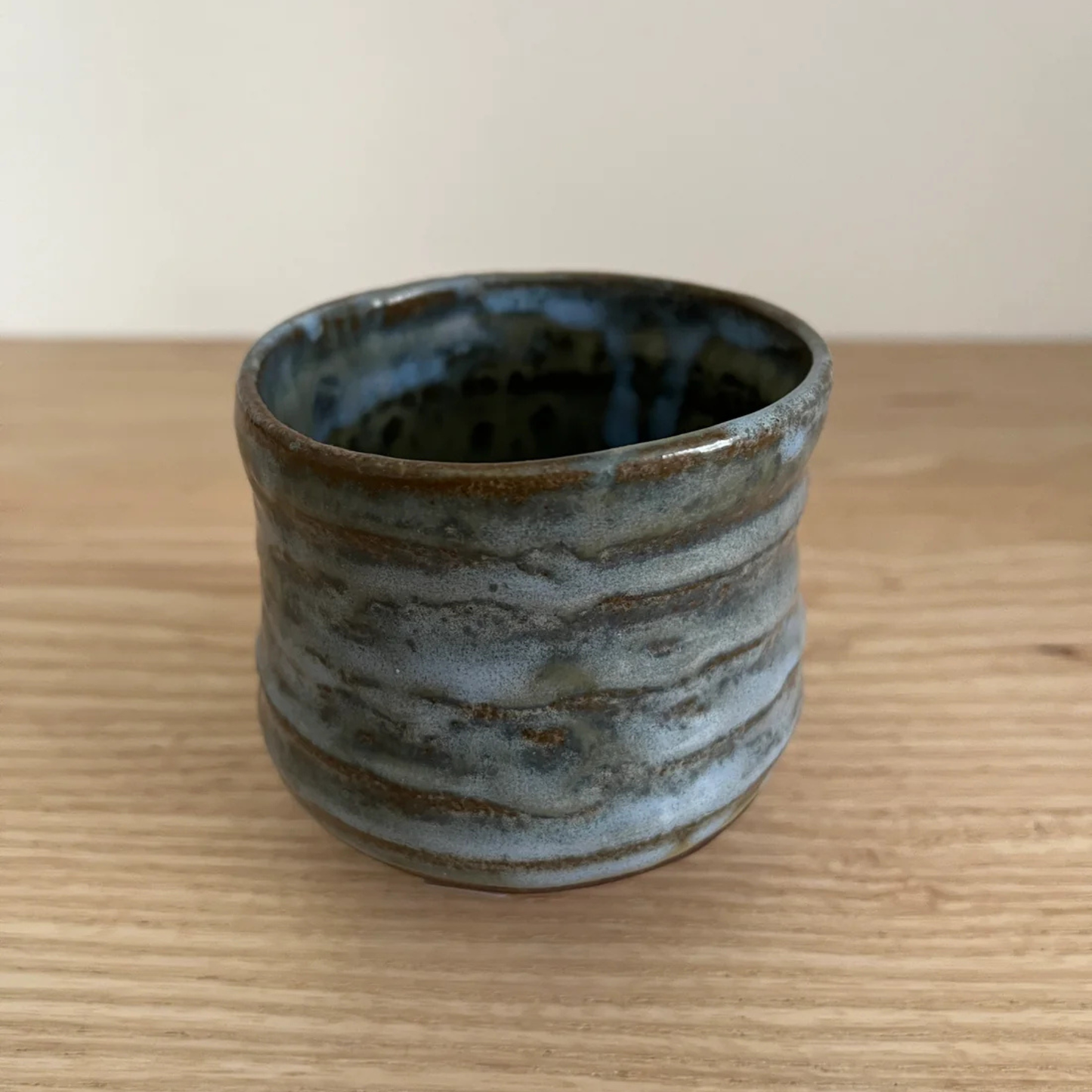 Ray Toms Boxed Yunomi Black Clay Cobalt Ash Glaze