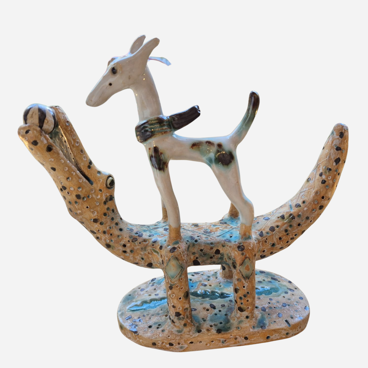 Shelagh Spear Dog on Crocodile Bench SS239