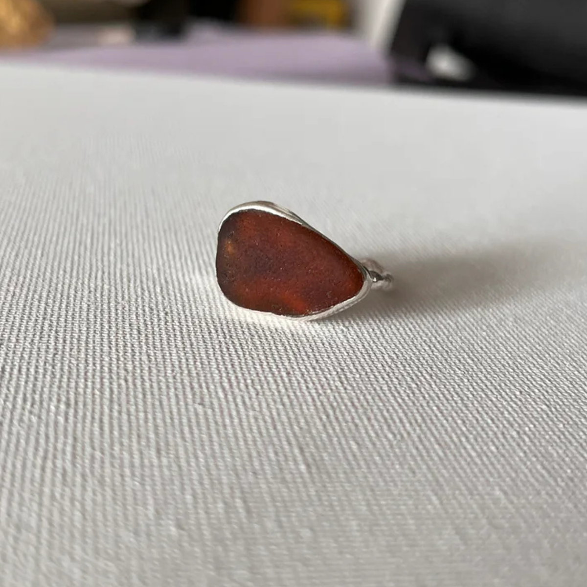 Sarah Drew Sea Glass Eco Silver Ring - Russet