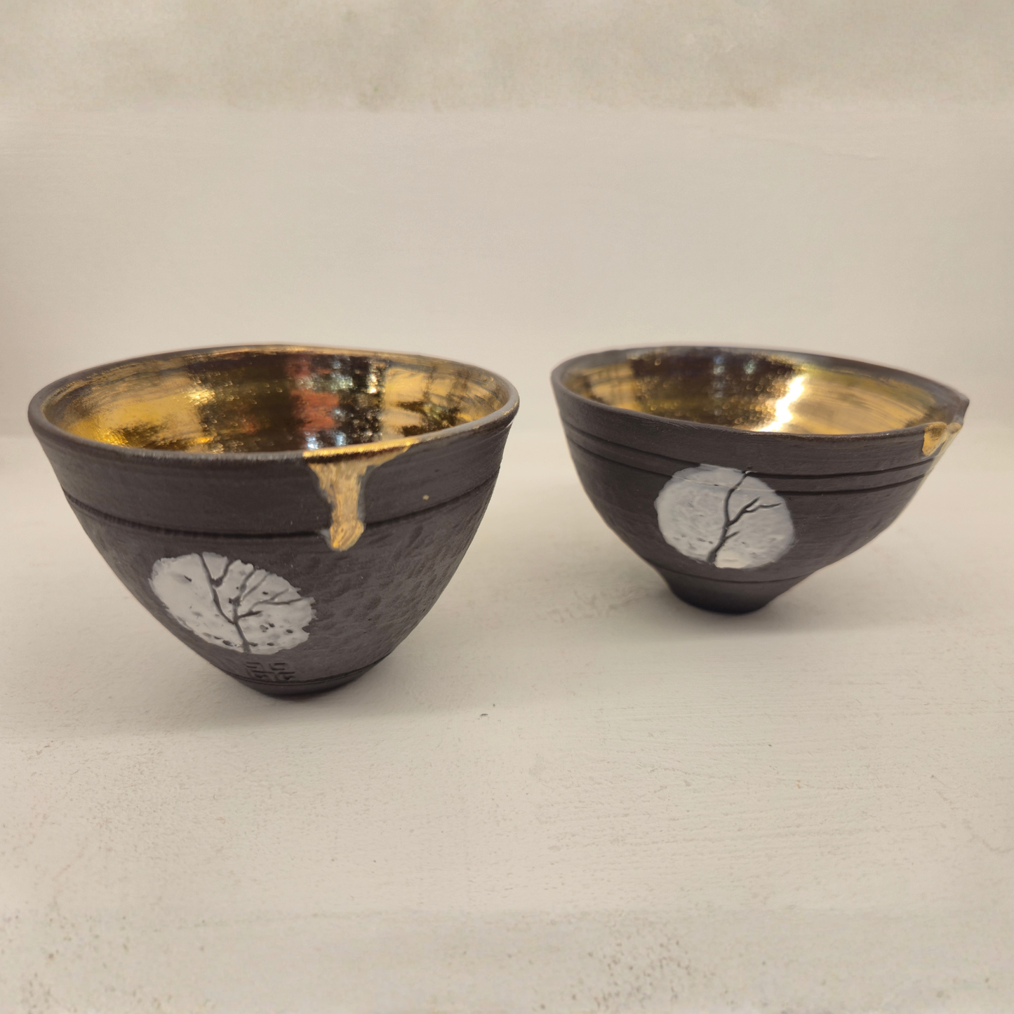 Sarah Cooling Moon Through Trees Bowl - Gold Lustre