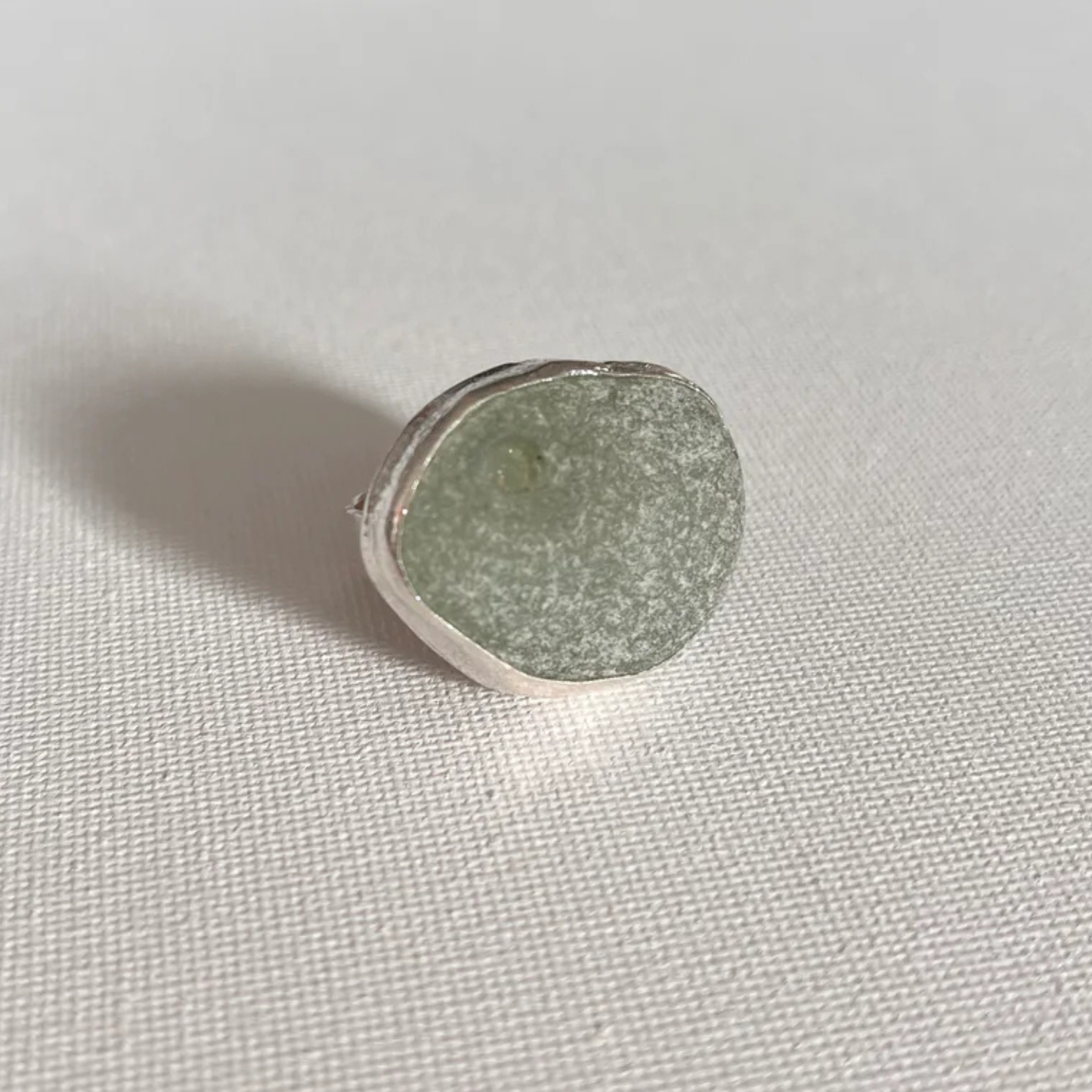 Sarah Drew Eco Silver Ring - Seafoam Green Seaglass XL