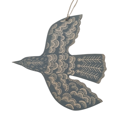 Kate Millbank Hanging Blackbird Blue - Grey