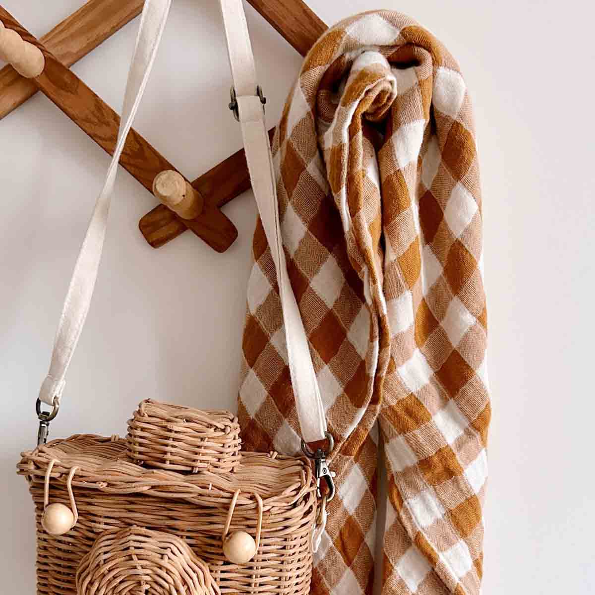 Square Scarf - Caramel Gingham Check