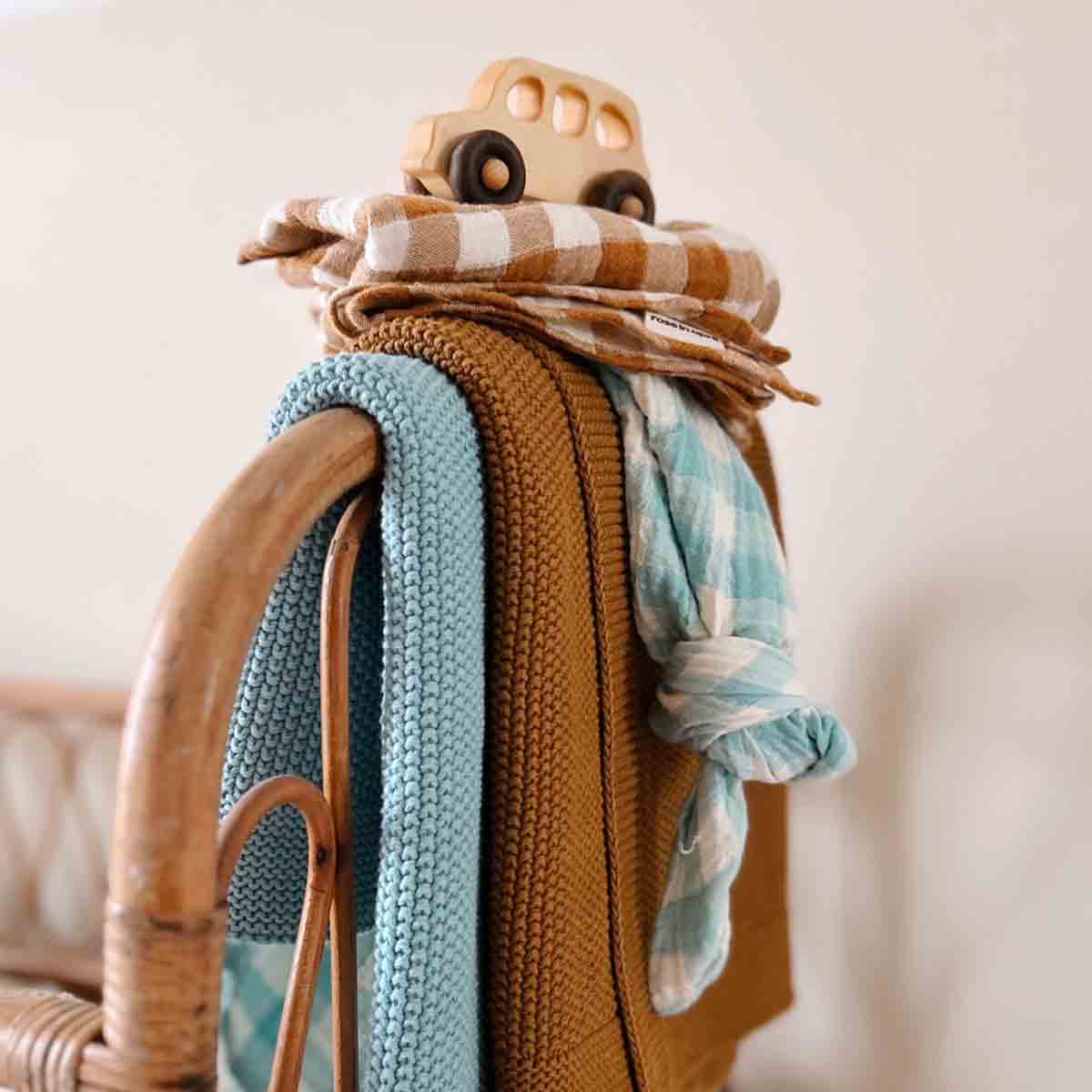 Square Scarf - Caramel Gingham Check