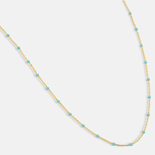 One & Eight Gold Satelite Necklace -  Sky Blue