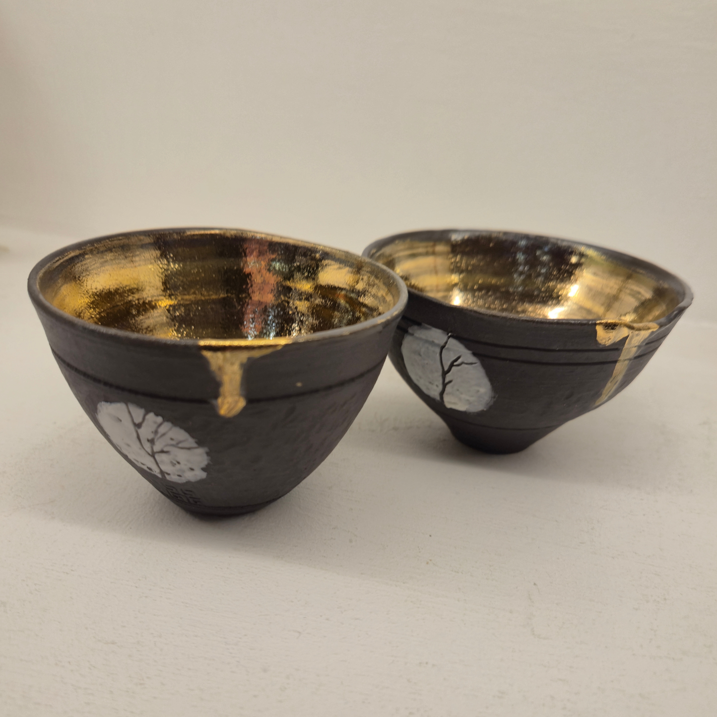 Sarah Cooling Moon Through Trees Bowl - Gold Lustre