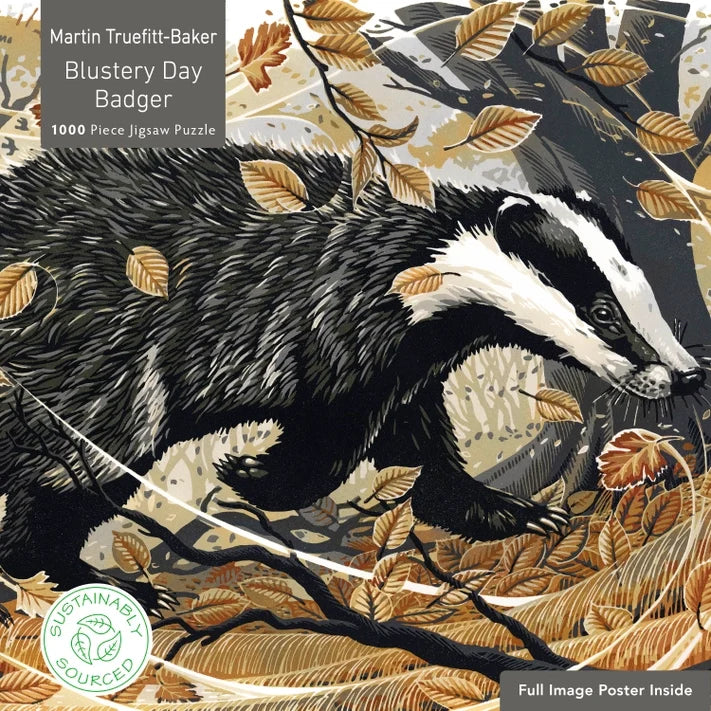 1000 Piece Jigsaw Puzzle - Blustery Day Badger