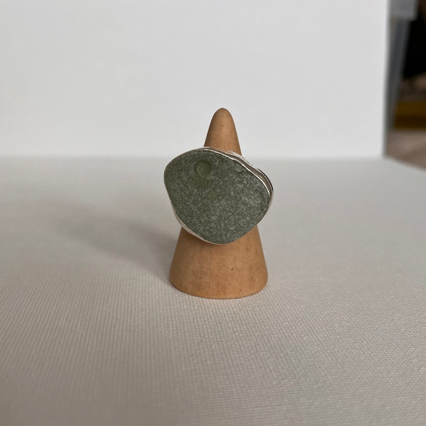 Sarah Drew Eco Silver Ring - Seafoam Green Seaglass XL