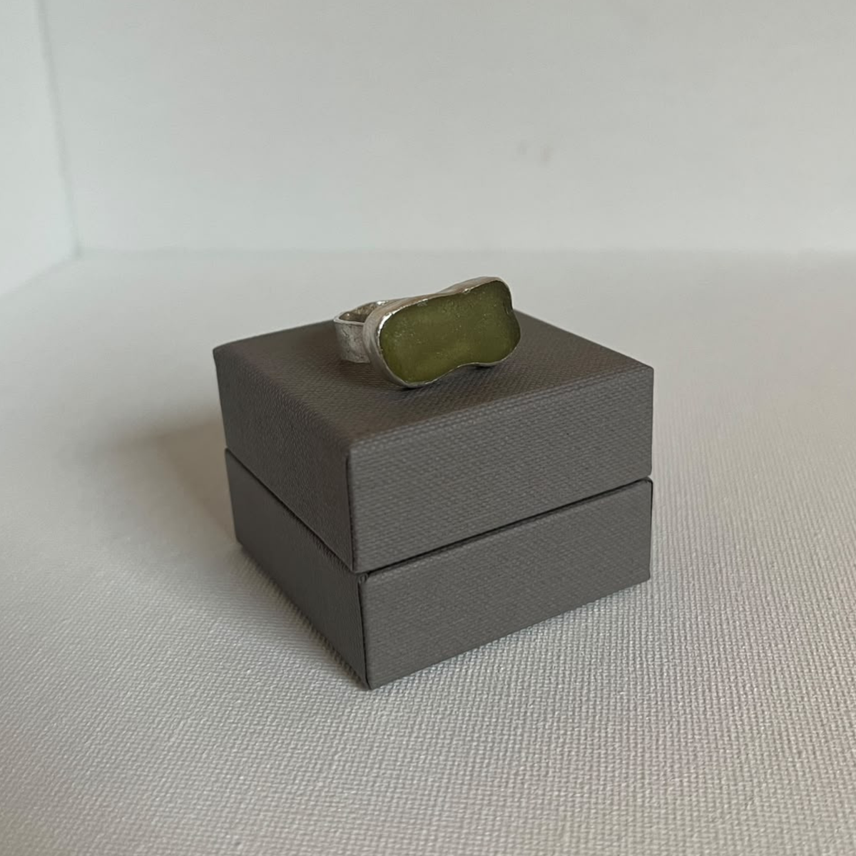 Sarah Drew Medium Sea Glass Eco Silver Ring - Sage Green