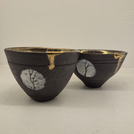 Sarah Cooling Moon Through Trees Bowl - Gold Lustre