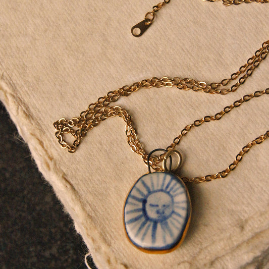 Eloise Rose Porcelain Pendant with Gold Lustre - Sun