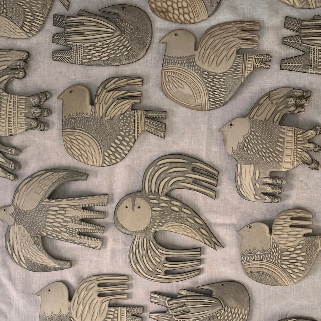 Hand Carved Ceramic Hanging Bird - Owl