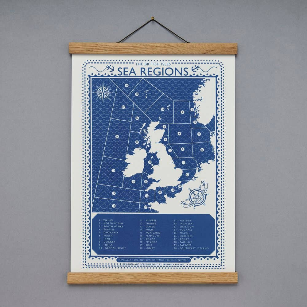 Pressed and Folded Screen Print - Sea Regions